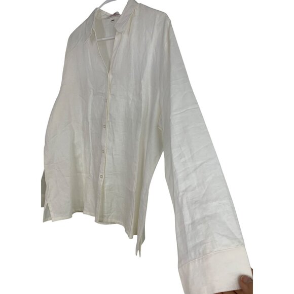 Soleil Womens Ivory Linen Blend Button Blouse 3XL RBB10449 - Picture 6 of 8